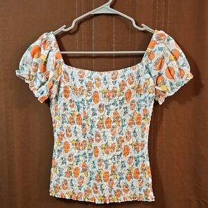 Disney Vault Collection Orange Bird Ruffled Top